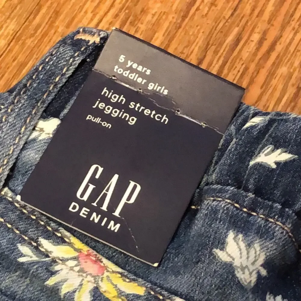 Baby Gap Girls Floral Pull On High Stretch Jegging Denim Jeans Size 5 Years